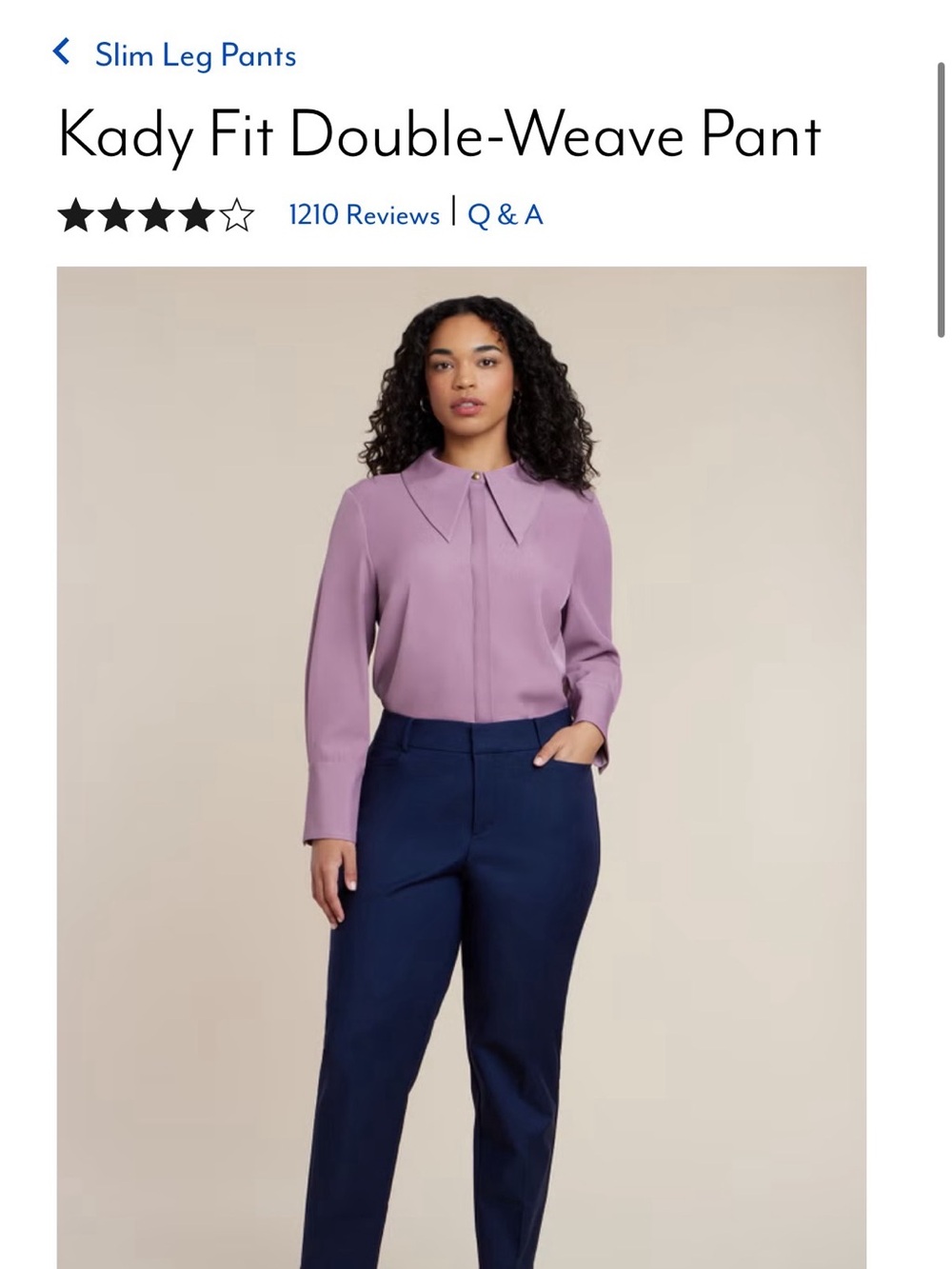 Eloquii Viola Fit Kady Fit Double-Weave Pant - Classic navy